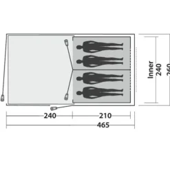 Easy Camp Galaxy 400 Rustic Green Tunneltent - 4 Personen -Uitrusting Voor Buiten Verkoop 2024 120391 galaxy 400 rustic green drawing floorplan3