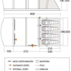 Vango Aether Air 450XL Opblaasbare Tent - 4 Persoons -Uitrusting Voor Buiten Verkoop 2024 1900 1514 aether air 450xl floorplan 01