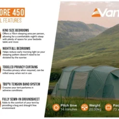Vango Lismore 450 Tunneltent - 4 Persoons - Groen -Uitrusting Voor Buiten Verkoop 2024 1900 1783 lismore 450 package 4