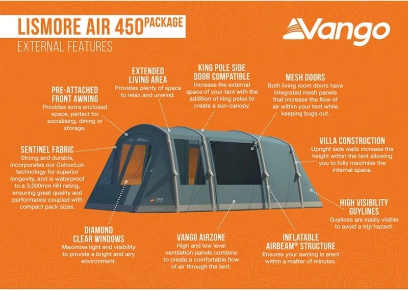 Vango Lismore Air 450 Opblaasbare Tunneltent - 4 Persoons - Groen 7 Vango Lismore Air 450 Opblaasbare Tunneltent - 4 Persoons - Groen - Afbeelding 7