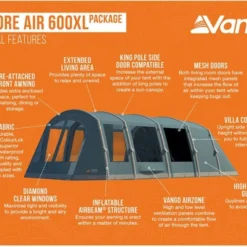 Vango Lismore Air 600XL Opblaasbare Tunneltent - 5 Persoons - Groen -Uitrusting Voor Buiten Verkoop 2024 1900 1783 lismore air 600xl package 3