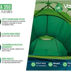 Vango Omega 350 Tunneltent - 3 Persoons - Groen -Uitrusting Voor Buiten Verkoop 2024 1900 1783 omega 350 6