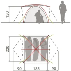 Vaude Campo Grande Koepeltent - 3-4 Persoons - Groen -Uitrusting Voor Buiten Verkoop 2024 1900 1883 14225 g 5