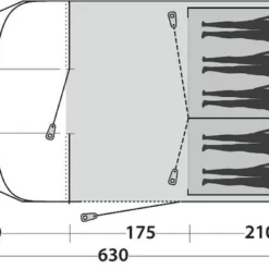 Easy Camp Palmdale 500 LUX Tunneltent - 5 Persoons -Uitrusting Voor Buiten Verkoop 2024 590 1200 120370 palmdale 500 lux drawing floorplan3
