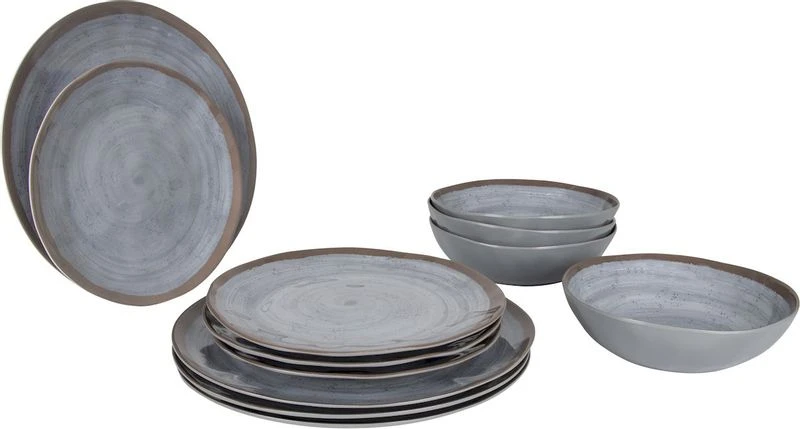 Bo-Camp Halo Melamine Serviesset - 12-delig - Grijs 1 Bo-Camp Halo Melamine Serviesset - 12-delig - Grijs
