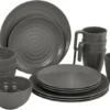 Bo-Camp Stone Melamine Serviesset - 16-delig - Grijs