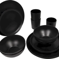 Bo-Camp Orville Melamine Serviesset - 16-delig - Zwart