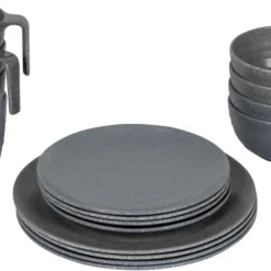 Bo-Camp Stone Melamine Serviesset - 16-delig - Grijs -Uitrusting Voor Buiten Verkoop 2024 900 1358 6181375 03
