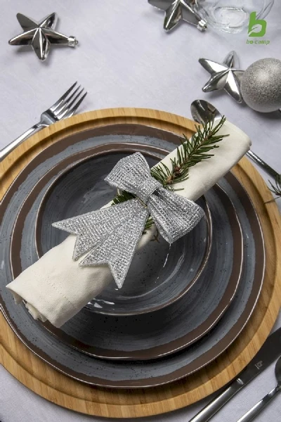 Bo-Camp Halo Melamine Serviesset - 12-delig - Grijs 2 Bo-Camp Halo Melamine Serviesset - 12-delig - Grijs - Afbeelding 2