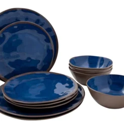 Bo-Camp Halo Melamine Serviesset - 12-delig - Blauw